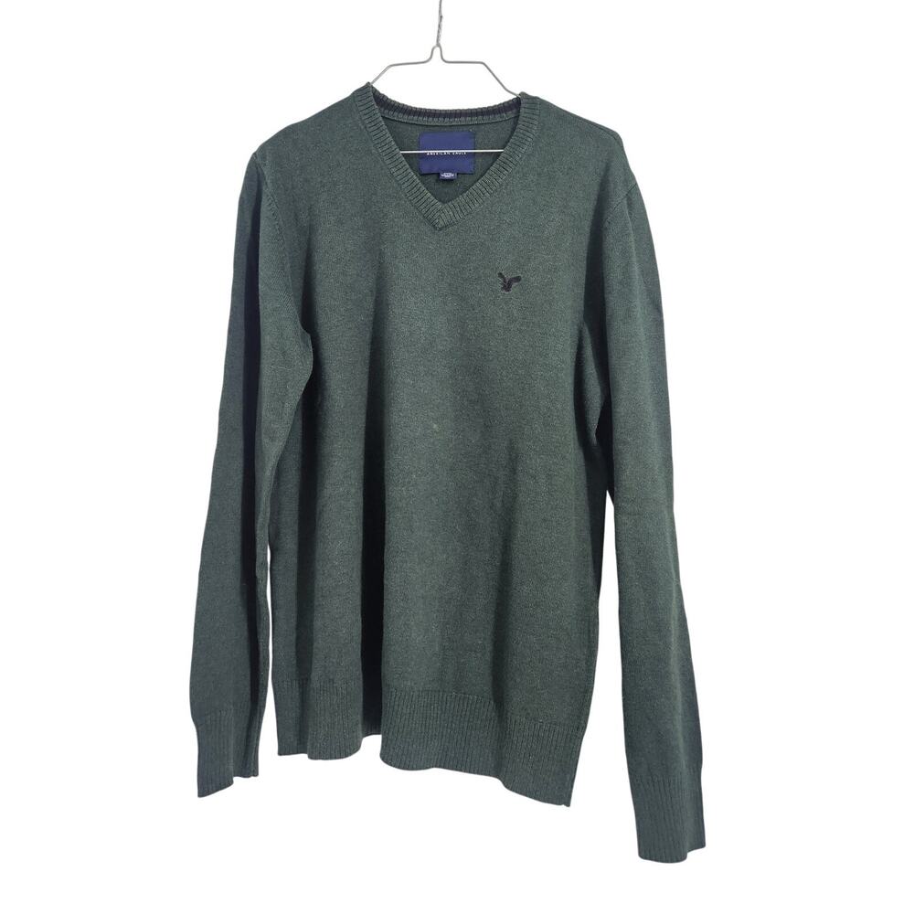 American Eagle Green V-Neck Long Sleeve Top Mens Size Small S
